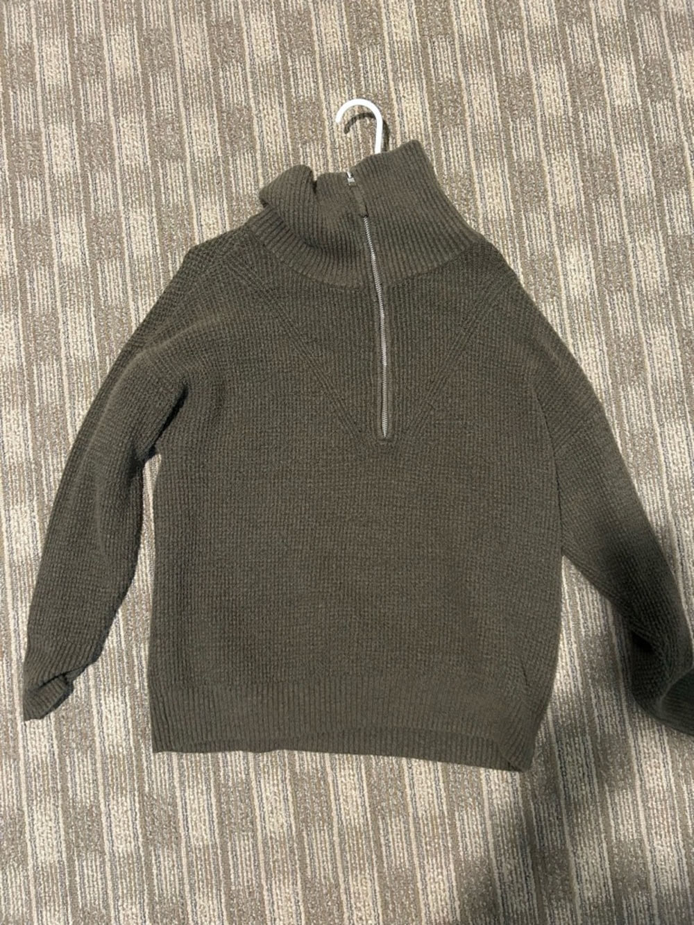Aerie Cozy Half-Zip Mock Neck Sweater - Olive Green